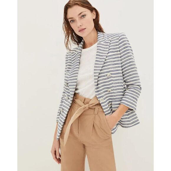 Veronica Beard Women's Blue Stripe Ryland Dickey Jacket Blazer Size 2